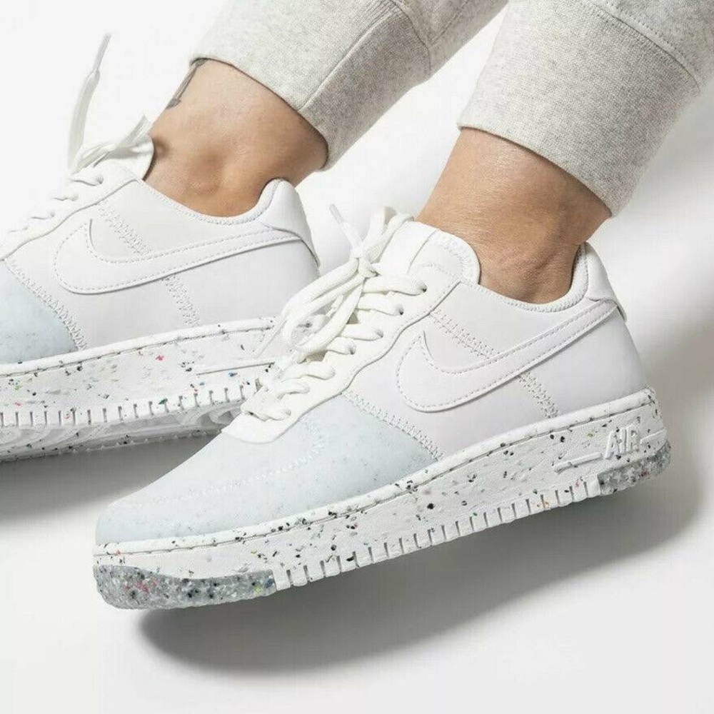 NIKE Air Force 1 Crater CT1986 100 Womens Shoes Leather White Sneakers